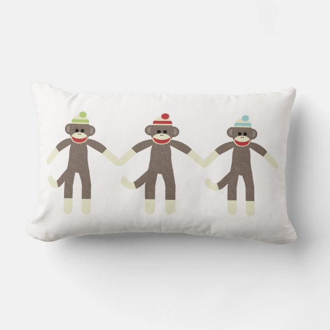 Three Boy Sock Monkeys Pillow (Front)