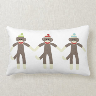 Three Boy Sock Monkeys Pillow