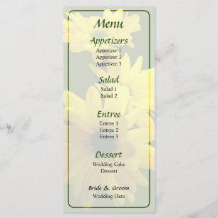Three Bright Yellow Daisies Wedding Menu