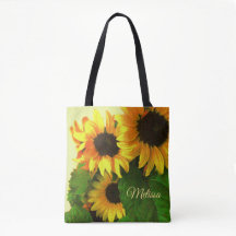 Three Bright Yellow Sunflowers Personalised
