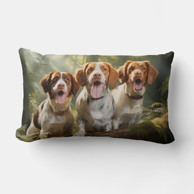 Three Brittany Spaniel  Lumbar Cushion (Front)