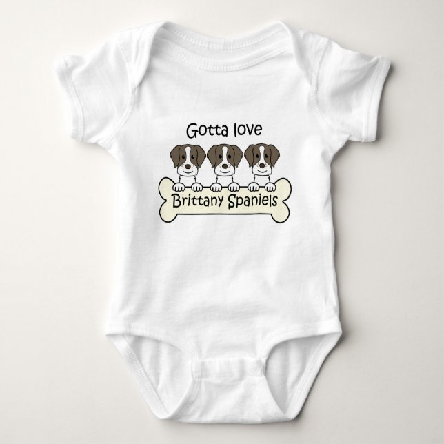 Three Brittany Spaniels Baby Bodysuit (Front)