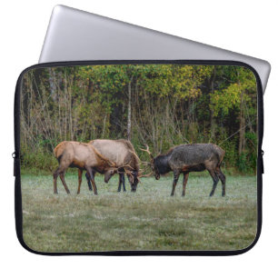 Three Bull Elk Fight Laptop Sleeve