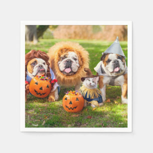 Three Bulldogs in Costumes Napkin