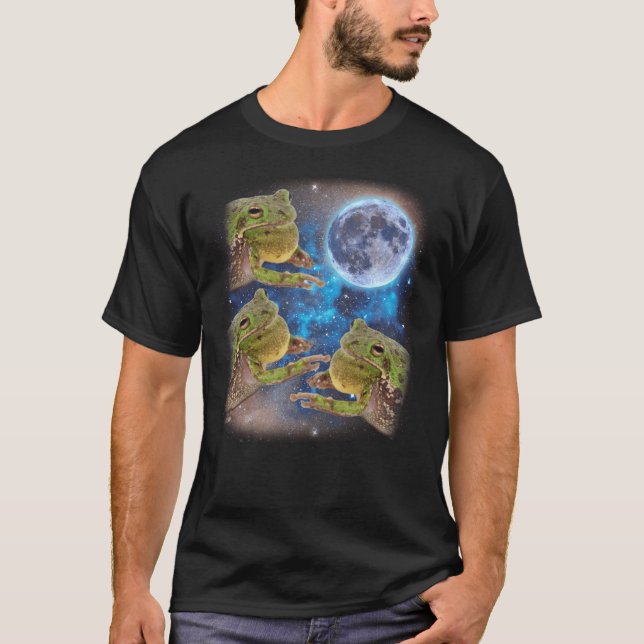 Three Bullfrog Moon Cursed Meme Funny 3 Bullfrogs T-Shirt (Front)