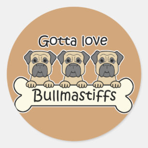 Three Bullmastiffs Classic Round Sticker