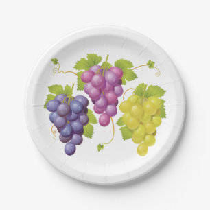 Three Bunches Of Grapes Paper Plate