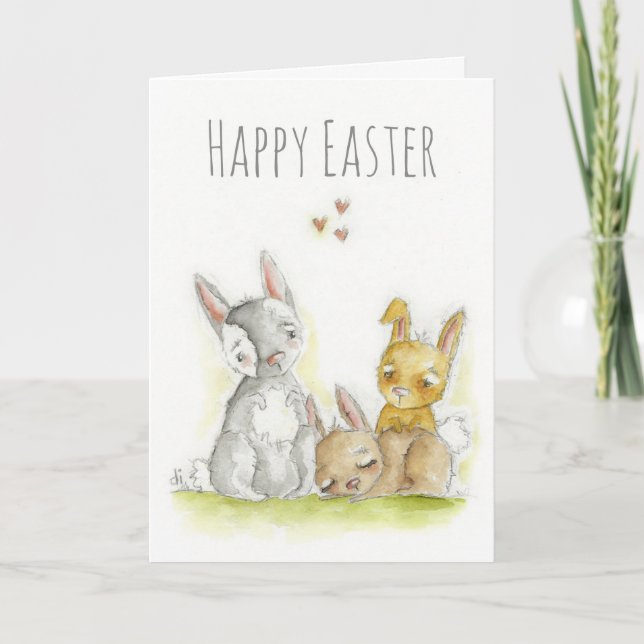 Three Bunnies - Easter Card (Front)