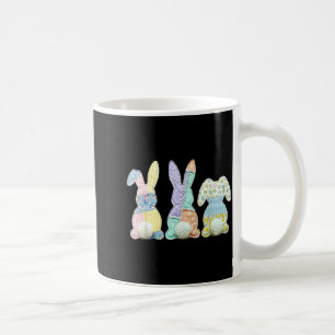 Three Bunnies Patchwork Rabbit Eggs Happy Easter D Coffee Mug