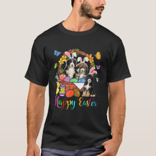 Three Bunny Bernedoodle Dogs In Easter Eggs Basket T-Shirt