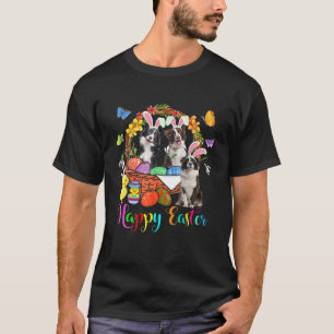 Three Bunny Border Collie Dogs In Easter Eggs Bask T-Shirt