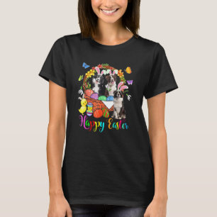 Three Bunny Border Collie Dogs In Easter Eggs Bask T-Shirt