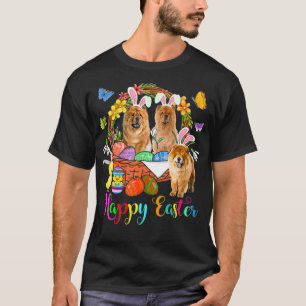 Three Bunny Chow Chow Dogs In Easter Eggs Basket T-Shirt