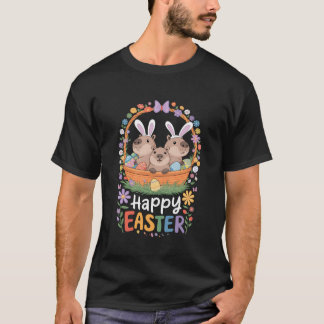Three Bunny Dachshund Dogs In Easter Eggs Basket T-Shirt