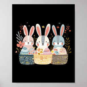 Three Bunny Easter Bunny Bunny Ears Graphic  Poster