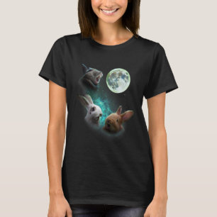 Three Bunny Rabbits Howl At Moon 3 Wolf Wolves Par T-Shirt