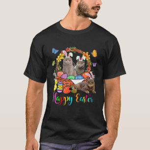Three Bunny Scottish Fold Cats Dogs In Easter Eggs T-Shirt