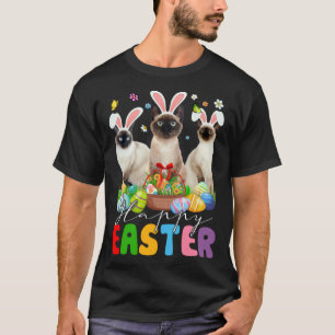Three Bunny Siamese Cats & Easter Egg Basket Easte T-Shirt