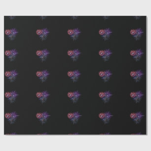 Three bursting fireworks wrapping paper