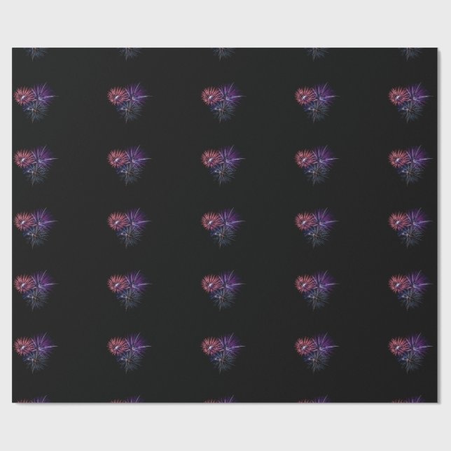 Three bursting fireworks wrapping paper (Flat)