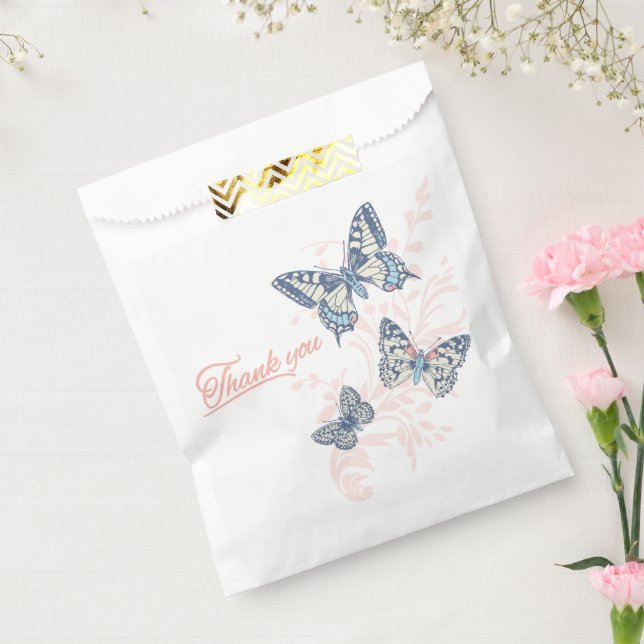 Three butterflies drawing thank you wedding favour favour bag (Sealed)