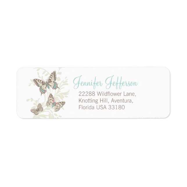Three butterflies graphic wedding reply labels (Front)