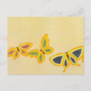 Three Butterflies Vintage Postcard