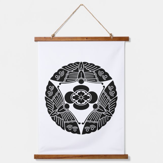 Three butterflies with mokko hanging tapestry (Front)