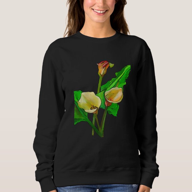Three Calla Lilies Black Outline Sweatshirt (Front)