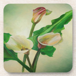 Three Calla Lilies Stunning Botanical Acrylic Coaster