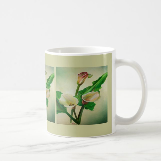 Three Calla Lilies Stunning Botanical Acrylic  Coffee Mug (Right)