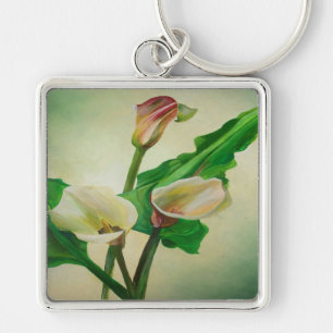 Three Calla Lilies Stunning Botanical Acrylic Key Ring