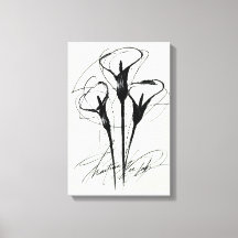 Three Callas in Line | Minimal Botanical Canvas Ar