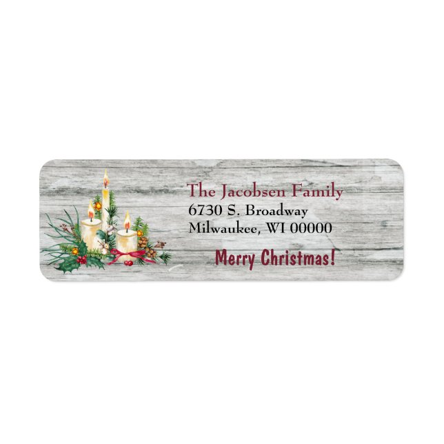 Three Candle Christmas Bouquet Return Address Return Address Label (Front)