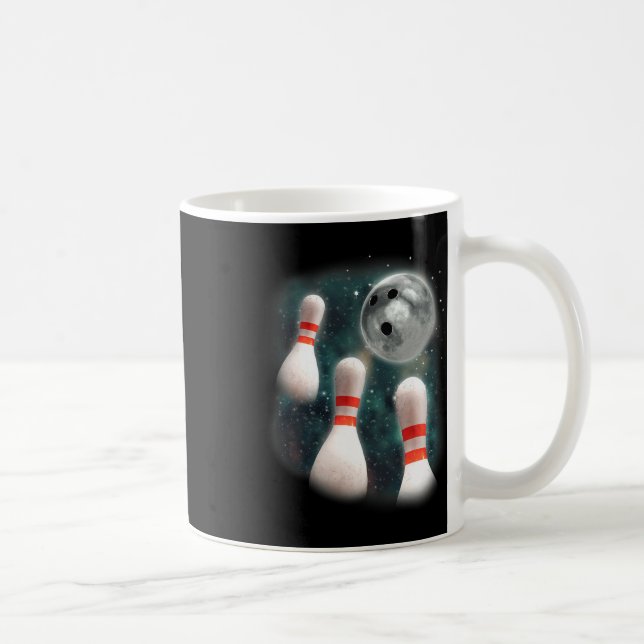 Three Candlepin Moon 3 Bowling Pin Weird Funny Bow Coffee Mug (Right)