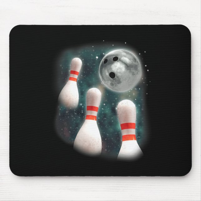 Three Candlepin Moon 3 Bowling Pin Weird Funny Bow Mouse Pad (Front)