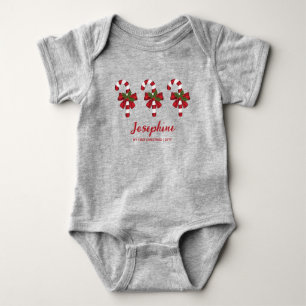 Three Candy Canes - My First Christmas And Name Baby Bodysuit