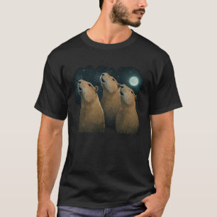 Three Capybaras and Moon Capibara Capybara Costum T-Shirt