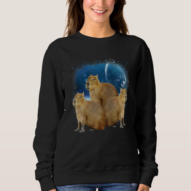 Three Capybaras And Moon  Capybara Humor Parody 1 Sweatshirt (Front)