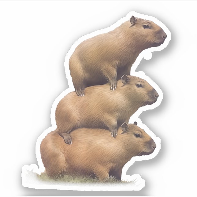 Three Capybaras Funny Capybara Humour Stack Animal (Front)