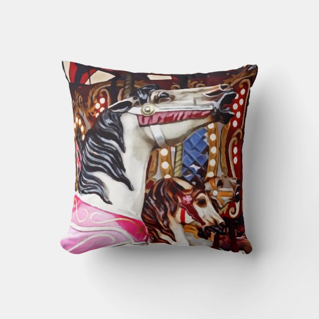 Three Carousel Horses Closeup Cushion (Front)