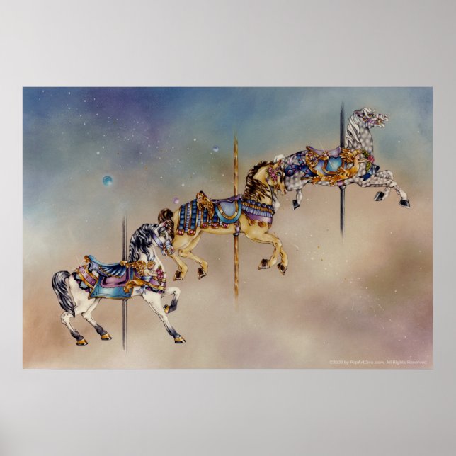 Three Carousel Horses Posters, Fine Art Poster (Front)