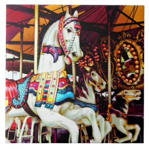 Three Carousel Horses Tile