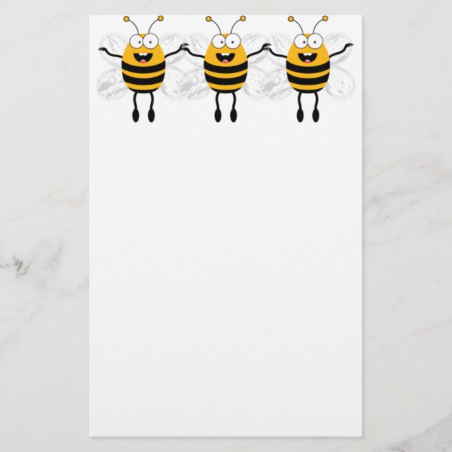 Three Cartoon Bee Stationery (Front)