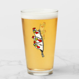 Three Cartoon Chickens Glass