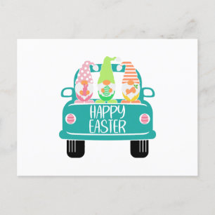 Three Cartoon Easter Gnomes Phrase Quote Calligrap Postcard
