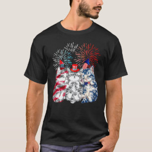 Three Cat 4th Of July American Flag Patriotic Cat T-Shirt