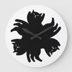Three Cat. Chic. Cute. Cool Large Clock