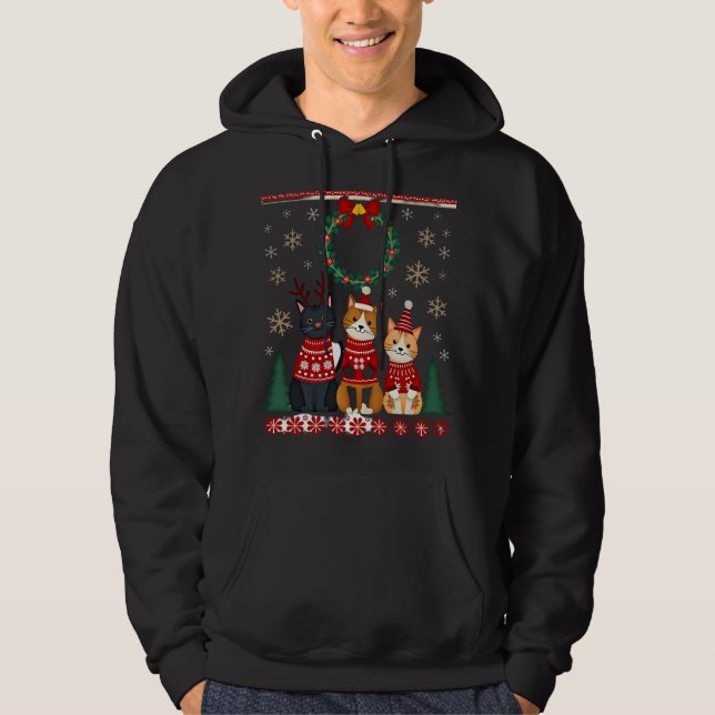 Three Cat Funny Christmas Cat Ugly Xmas Sweater Me (Front)