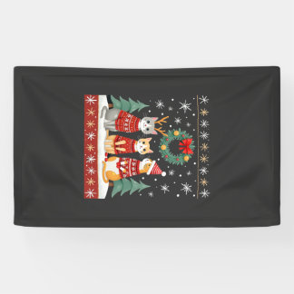 Three Cat Funny Christmas Cat Ugly Xmas Sweater Me Banner